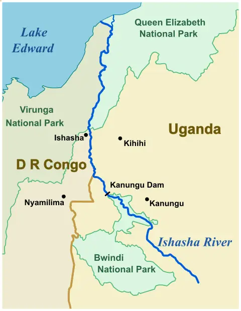 Uganda Ishasha River Map