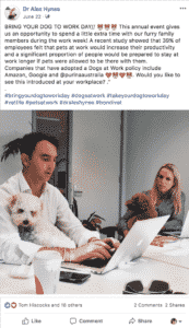Facebook post take your dog to work day