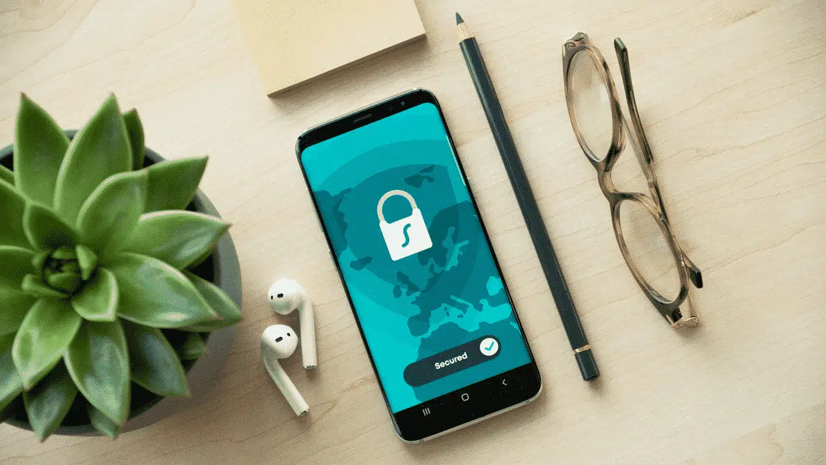 Phone with privacy lock displayed on screen