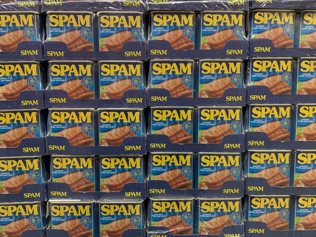 cans of spam in a collage 