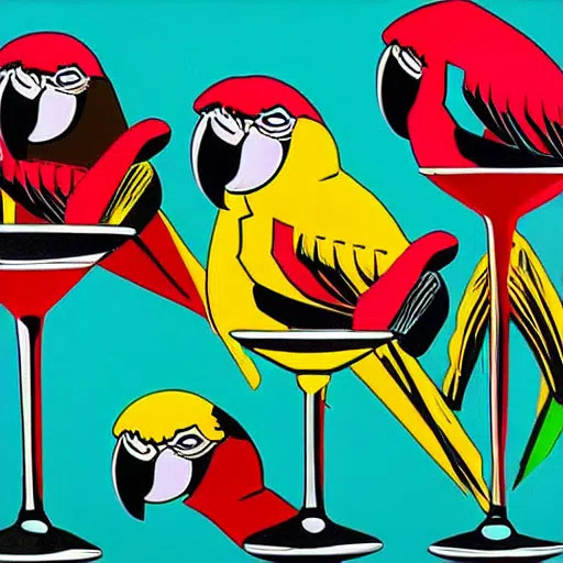 more parrots with martini glasses