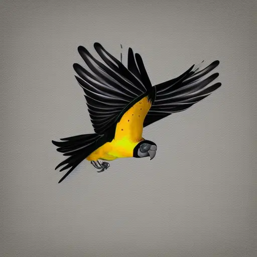 yellow parrot with black wings