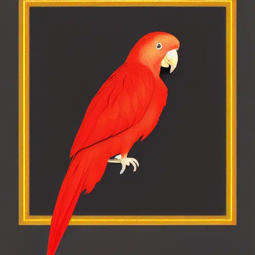 Red parrot on black background