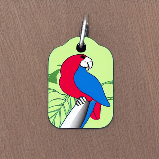 parrot blue and red ona tag