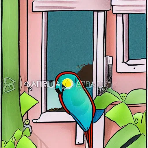 parrot on a windowsill