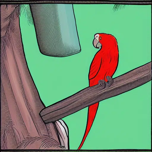 red parrot on a branch