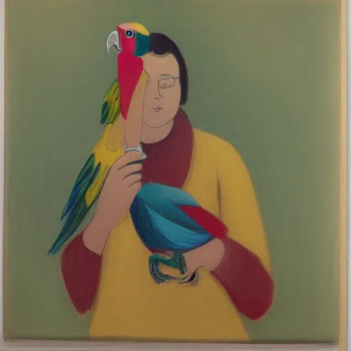 teacher with a parrot